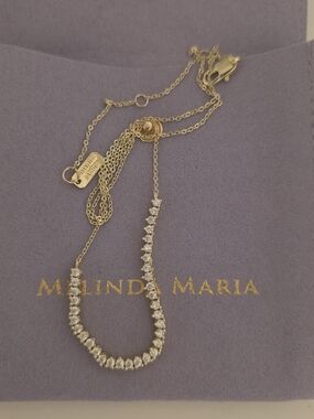 Melinda Maria Gold Tennis-Style CZ Station Necklace - Gold